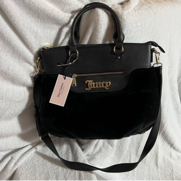 Juicy Couture Black Faux Fur Crossbody Bag